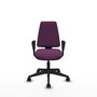 Chaise Elche Asynchrone Cuir écologique Pourpre Base pyramidale noire Accoudoirs fixes Sans appui-tête Roulettes 65mm nylon