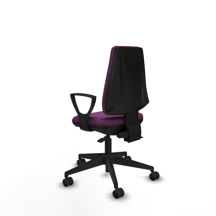 Chaise Elche Asynchrone Cuir écologique Pourpre Base pyramidale noire Accoudoirs fixes Sans appui-tête Roulettes 65mm nylon