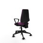 Chaise Elche Asynchrone Cuir écologique Pourpre Base pyramidale noire Accoudoirs fixes Sans appui-tête Roulettes 65mm nylon