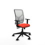 Chaise Motilla Synchro 3 positions tissu Orange foncé Maille Blanc Base pyramidale noire Accoudoir 1D Sans appui-tête Roulettes 65mm nylon