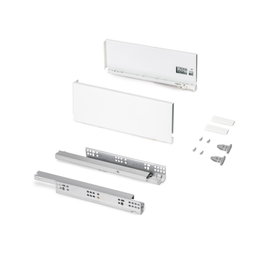 Emuca Tiroir extérieur Protone 30kg , coulisses à sortie totale et fermeture amortie, hauteur 131mm, profondeur 350mm, Acier, Peint en blanc