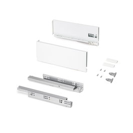 Emuca Tiroir extérieur Protone 30kg , coulisses à sortie totale et fermeture amortie, hauteur 131mm, profondeur 350mm, Acier, Peint en blanc