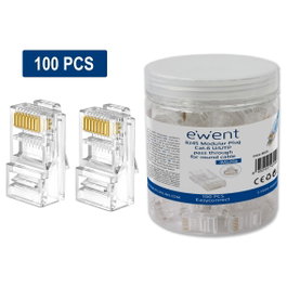 Ewent IM1206 Connecteur RJ45 Cat.6 Passant U/UTP pour câble rond, 100 unités