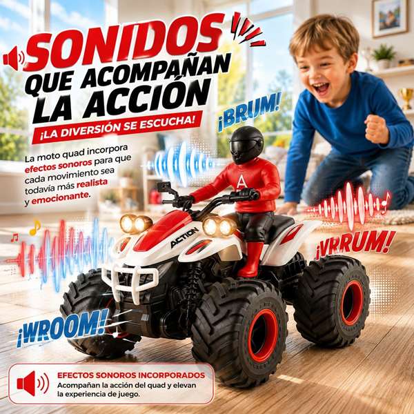 Crazon Moto Quad radiocommandé 1:14 avec lumières et sons - Rouge Crazon Moto Quad radiocommandé 1:14 avec lumières et sons - Rouge