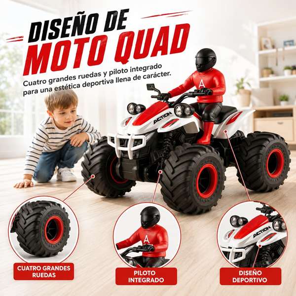 Crazon Moto Quad radiocommandé 1:14 avec lumières et sons - Rouge Crazon Moto Quad radiocommandé 1:14 avec lumières et sons - Rouge
