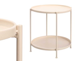 Giftdecor Table d'Appoint Ronde Double Beige 52.5 x 47.5 x 53 cm Métal