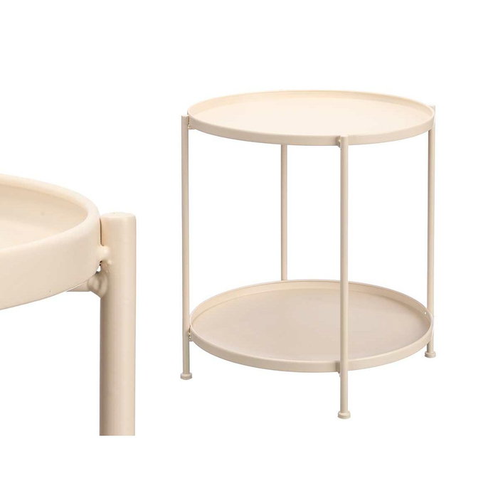 GIFTDECOR Table auxiliaire ronde double Beige