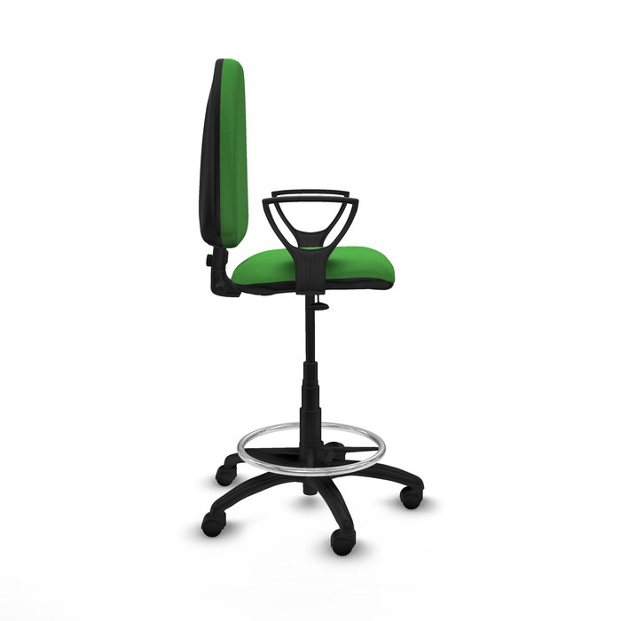 Tabouret Aýna taburete Contact permament de base Tissu Vert Structure polyamide noire Accoudoirs fixes Sans appui-tête Roulettes en nylon 50 mm
