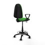 Tabouret Aýna taburete Contact permament de base Tissu Vert Structure polyamide noire Accoudoirs fixes Sans appui-tête Roulettes en nylon 50 mm