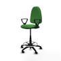 Tabouret Aýna taburete Contact permament de base Tissu Vert Structure polyamide noire Accoudoirs fixes Sans appui-tête Roulettes en nylon 50 mm