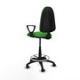 Tabouret Aýna taburete Contact permament de base Tissu Vert Structure polyamide noire Accoudoirs fixes Sans appui-tête Roulettes en nylon 50 mm
