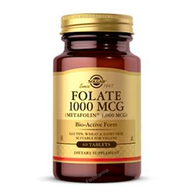 SOLGAR Folato 1000 Mcg 60 Comprimés Complément Alimentaire Acide Folique Métabolisme Énergétique SOLGAR Folato 1000 Mcg 60 Comprimés Complément Alimentaire Acide Folique Métabolisme Énergétique