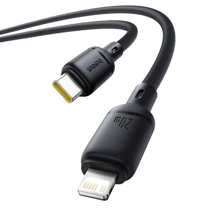Baseus Silky Series Câble de charge USB-C vers Lightning 20W 2m Noir Baseus Silky Series Câble de charge USB-C vers Lightning 20W 2m Noir