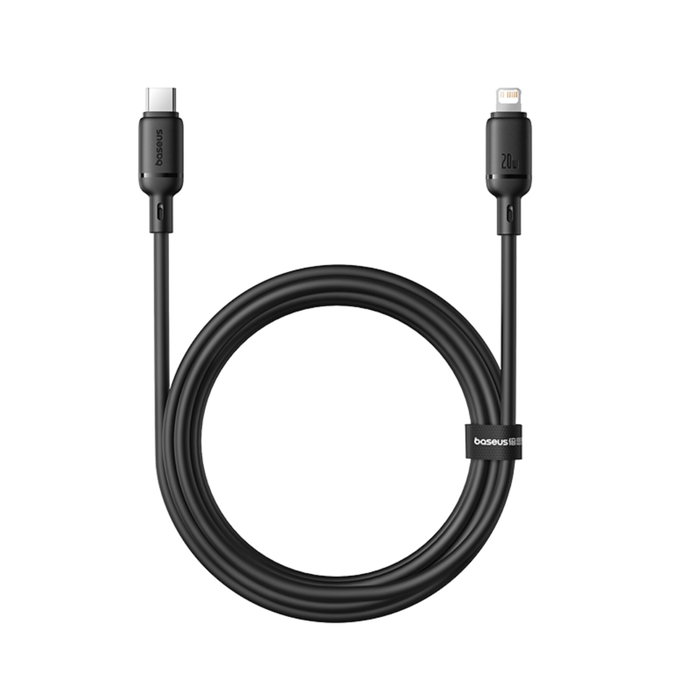 Baseus Silky Series Câble de charge USB-C vers Lightning 20W 2m Noir Baseus Silky Series Câble de charge USB-C vers Lightning 20W 2m Noir