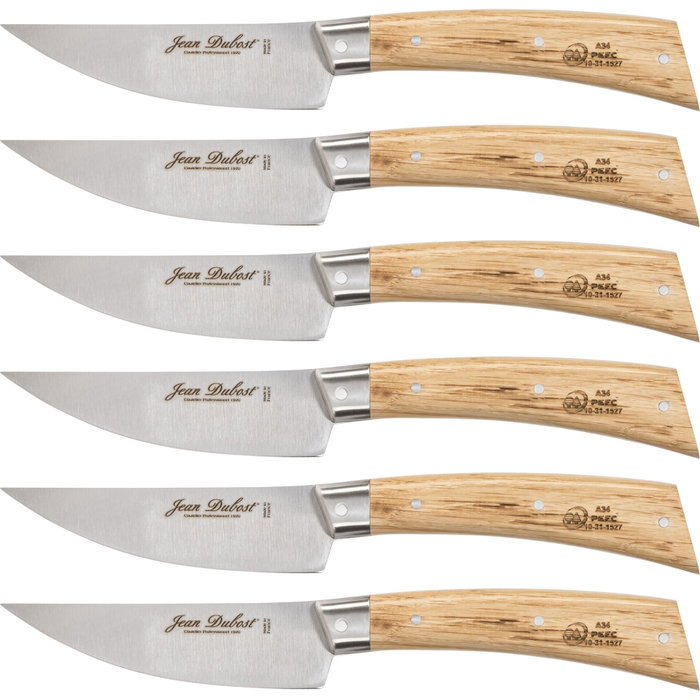 Laguiole Ensemble de 6 couteaux à steak en bois de chêne