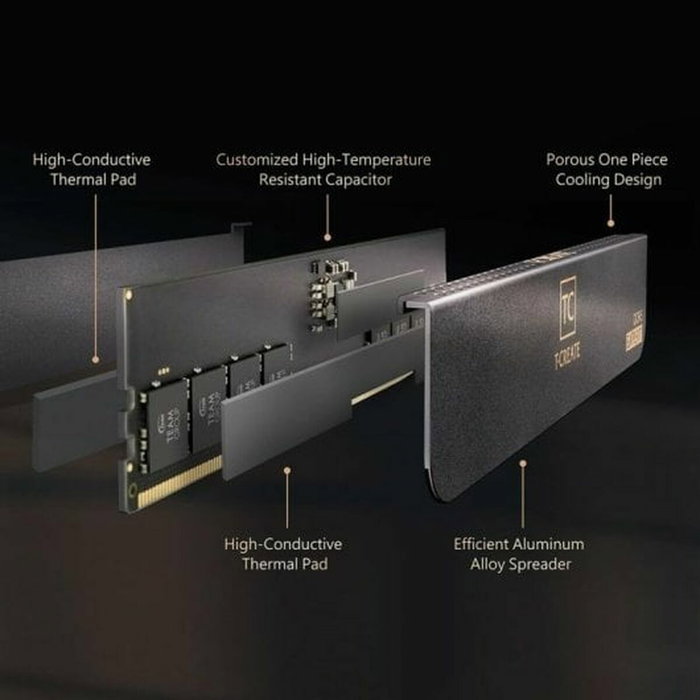 Team Group T-CREATE EXPERT CTCWD532G6000HC30DC01 Kit de Mémoire DDR5 32 Go (2x16 Go) 6000 MHz CL30 DIMM avec ECC On-Die et Support AMD EXPO