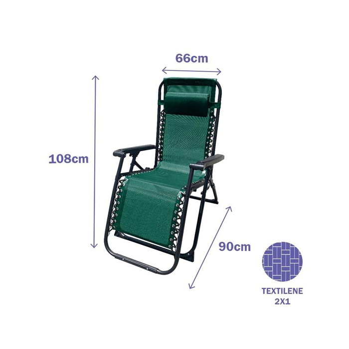 Marbueno Pack de 2 Chaises Longues Pliables Gravité Zéro Vert
