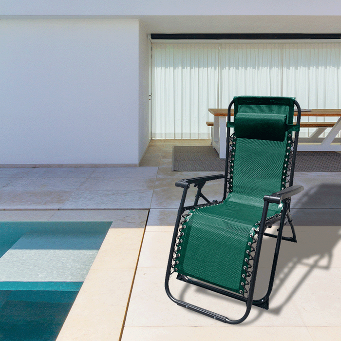 Marbueno SUMMER 10008X2 Lot de 2 Chaises Longues Pliables Gravit Zéro Acier Coussin Vert Jardin Piscine 90x66x108 Marbueno SUMMER 10008X2 Lot de 2 Chaises Longues Pliables Gravit Zéro Acier Coussin Vert Jardin Piscine 90x66x108