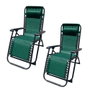 Marbueno SUMMER 10008X2 Lot de 2 Chaises Longues Pliables Gravit Zéro Acier Coussin Vert Jardin Piscine 90x66x108