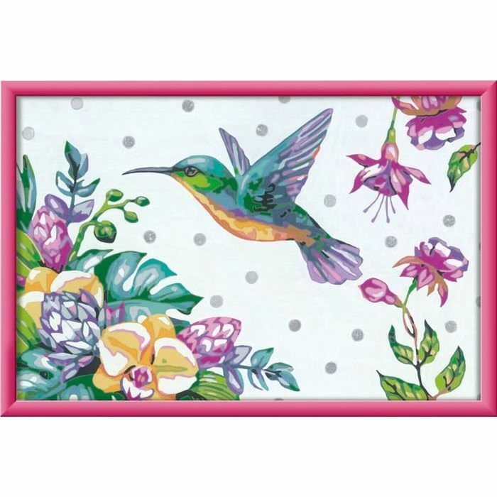 Ravensburger CreArt Kids Colibri et fleurs exotiques, Kit de peinture par numéros