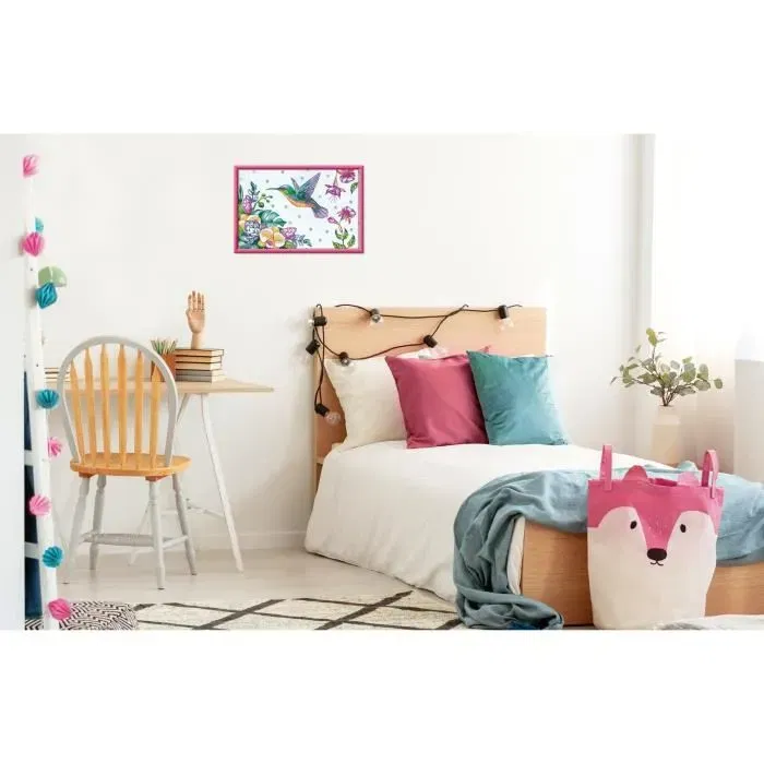 Ravensburger CreArt 25851 Kit Peinture par Numéros - Colibri et Fleurs Exotiques sur Toile 31x21 cm avec Cadre, Jeu Créatif dès 7 Ans