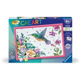 Ravensburger CreArt 25851 Kit Peinture par Numéros - Colibri et Fleurs Exotiques sur Toile 31x21 cm avec Cadre, Jeu Créatif dès 7 Ans