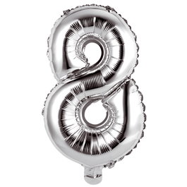 Party Time Ballon Chiffre 8 Argenté 35 cm