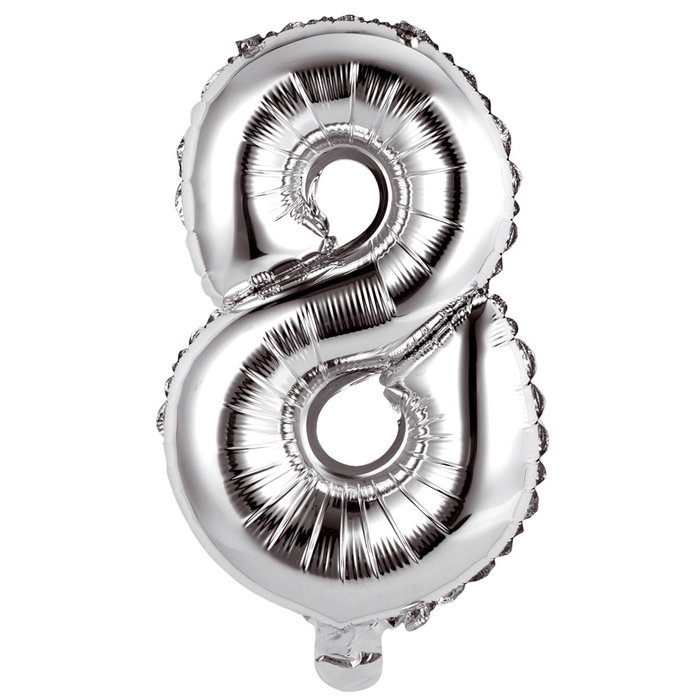 Party Time Ballon Chiffre 8 Argenté 35 cm Party Time Ballon Chiffre 8 Argenté 35 cm