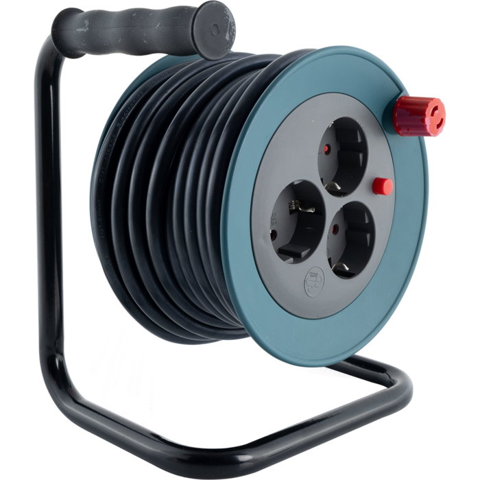 Rev Dérouleur de câble Mini 3 prises 10m Noir / Vert