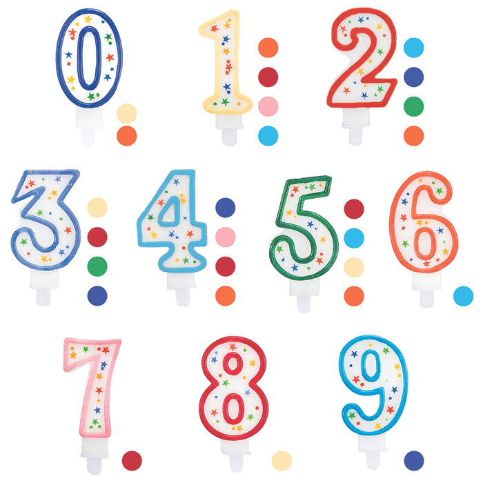 Party Time Bougie Anniversaire Chiffres 0-9 Assortie