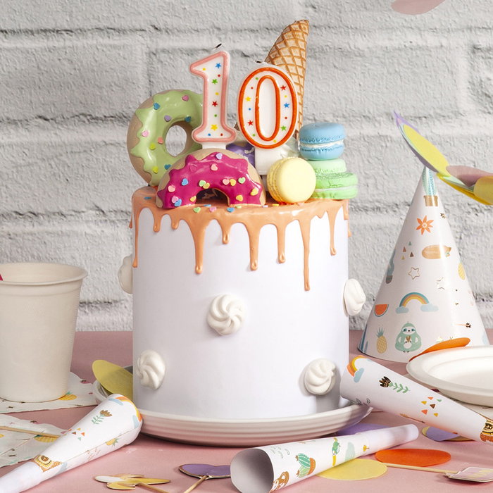 Party Time Bougie Anniversaire Chiffres 0-9 Assortie
