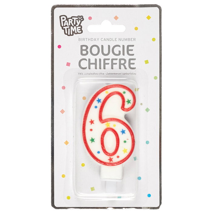 Party Time Bougie Anniversaire Chiffres 0-9 Assortie