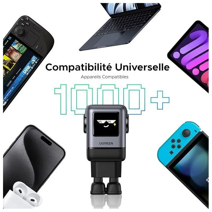 UGREEN Chargeur Secteur Robot 4 Ports 100W PD USB-C Noir - Alimentation Puissante pour Smartphone, Tablette, PC Portable UGREEN Chargeur Secteur Robot 4 Ports 100W PD USB-C Noir - Alimentation Puissante pour Smartphone, Tablette, PC Portable