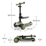 Kinderkraft HALLEY 2 Trottinette 2 en 1 avec siège réglable et roues LED Vert