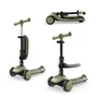 Kinderkraft HALLEY 2 Trottinette 2 en 1 avec siège réglable et roues LED Vert