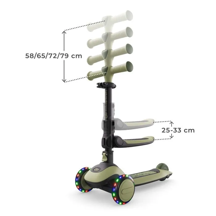 Kinderkraft HALLEY 2 Trottinette 2 en 1 avec siège réglable et roues LED Vert Kinderkraft HALLEY 2 Trottinette 2 en 1 avec siège réglable et roues LED Vert