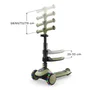 Kinderkraft HALLEY 2 Trottinette 2 en 1 avec siège réglable et roues LED Vert