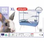Zolux Cage Néolife 3 étages pour lapin, 99 x 54 x 114 cm, surélevée, pieds en bois, bleu - 20% plastique recyclé