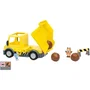 Bluey - Figurine Camion Benne avec Bluey et Bingo en tenue de chantier, Accessoires Rocher et Autocollants Personnalisables
