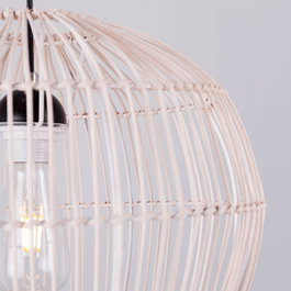 Lampadaire Longquan, Acier/Ratán, 1620 mm