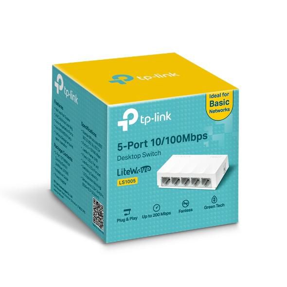 TP-Link LS1005 - Commutateur réseau Gigabit 5 ports, 10/100 Mbit/s TP-Link LS1005 - Commutateur réseau Gigabit 5 ports, 10/100 Mbit/s