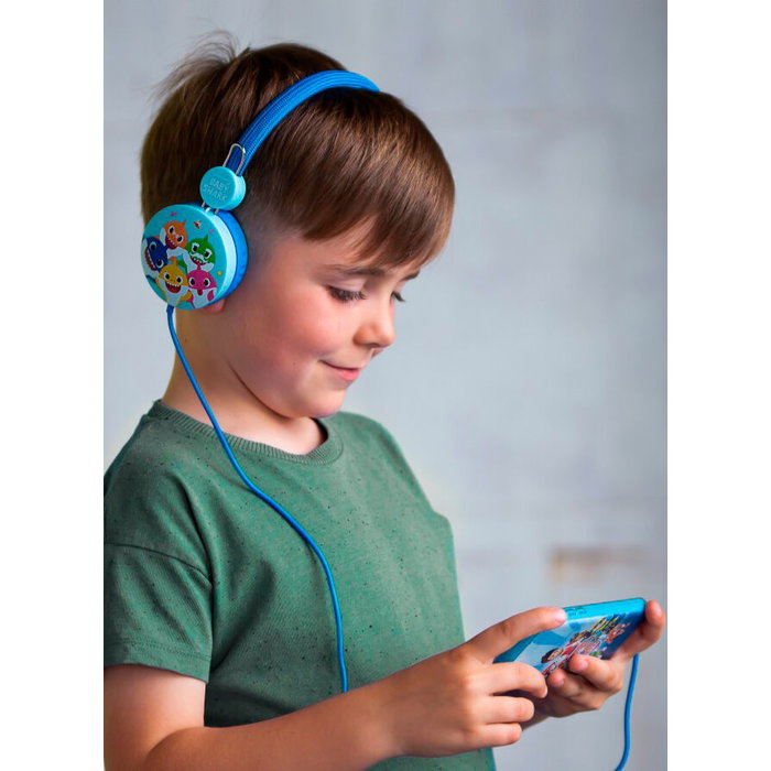 OTL TECHNOLOGIES Auriculares infantiles Baby Shark - Casque audio enfant à volume limité 85 dB pour 3-7 ans, 40 mm, jack 3.5mm, 92g, pour musique, films et jeux
