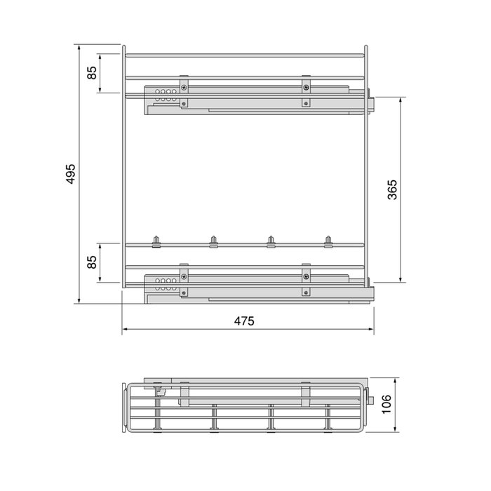 Emuca Porte-bouteilles extractible Suprastar avec fermeture amortie, module 150mm, acier, chromé