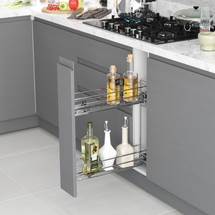 Emuca Porte-bouteilles extractible Suprastar avec fermeture amortie, module 150mm, acier, chromé
