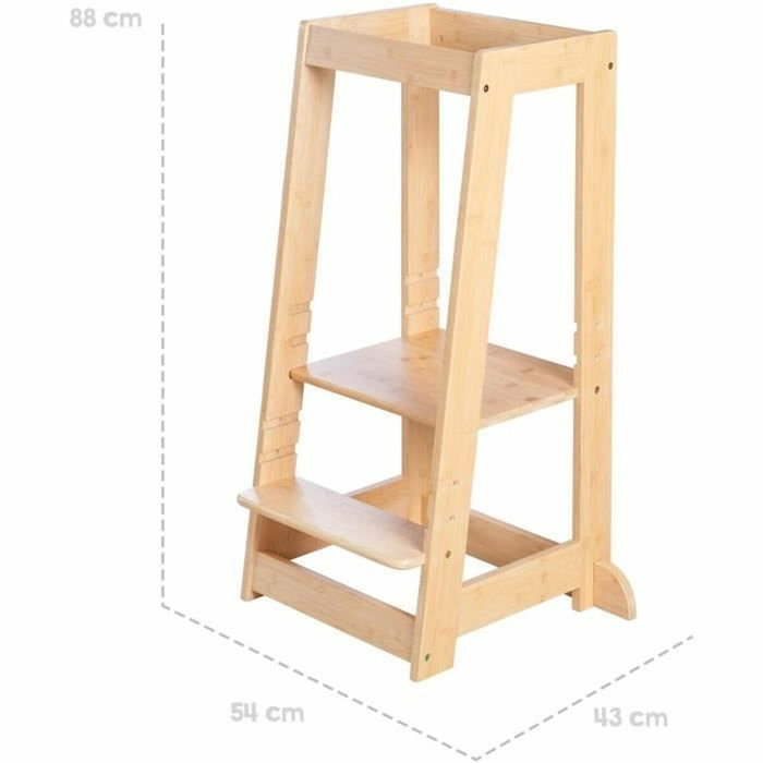 Roba Tour d'apprentissage Montessori en Bambou Naturel, réglable sur 3 niveaux Roba Tour d'apprentissage Montessori en Bambou Naturel, réglable sur 3 niveaux