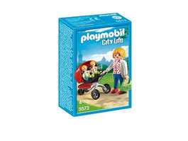 Playmobil City Life 70250 - Maman avec poussette double, figurine et accessoires - Langue du produit : espagnol
