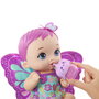 Mattel My Garden Baby Poupée bébé qui fait pipi, magenta avec mordeur et bouteille, ailes amovibles, parfum jasmin, 30.5 cm, réf. Gyp10