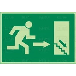 Duver Signal 963 Plastique 297x210 Sortie de Secours Droite Lumineuse Pictogramme Escalier Vers le Bas