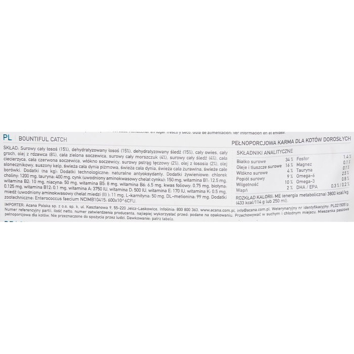 Aliments pour chat Acana Bountiful Catch Adulte Saumon Poisson Agneau Morue 1,8 kg Aliments pour chat Acana Bountiful Catch Adulte Saumon Poisson Agneau Morue 1,8 kg