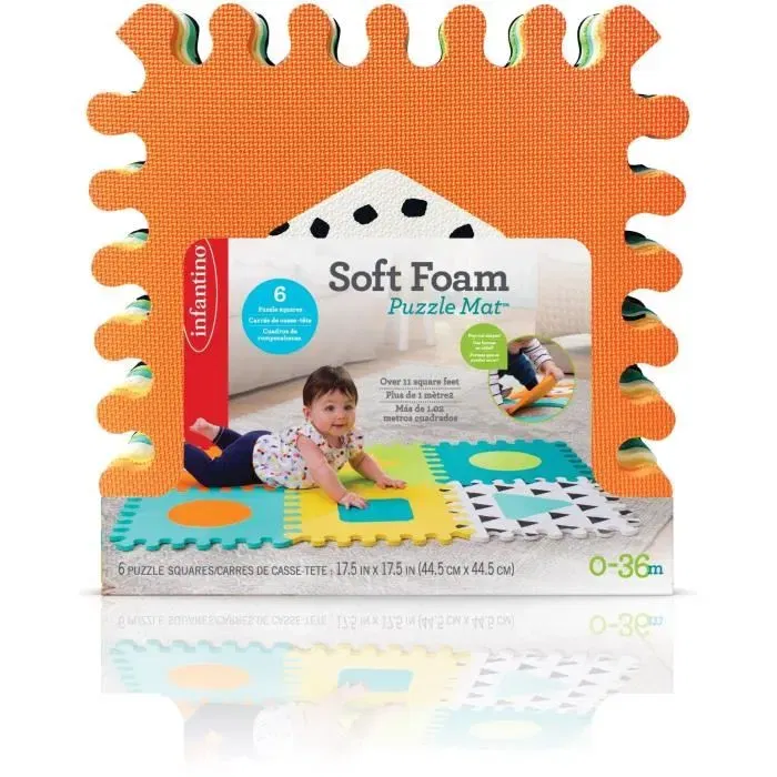 Infantino - Tapis puzzle en mousse pour bébé épais et sécurisé avec pièces texturées et encastrables - 216056 Infantino - Tapis puzzle en mousse pour bébé épais et sécurisé avec pièces texturées et encastrables - 216056